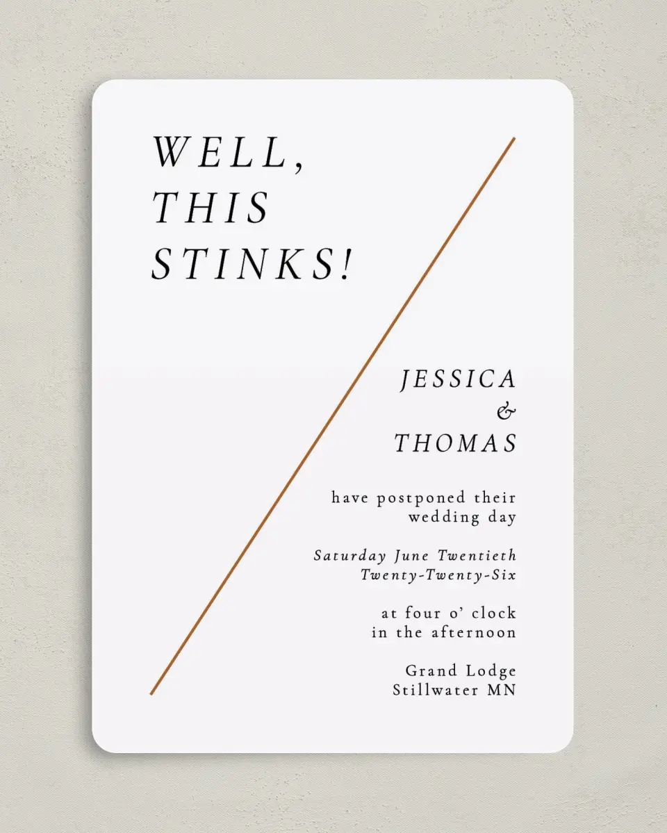 This is a 5" x 7" Change the Date Card called Well, This Stinks printed in full color on Premium Smooth paper
