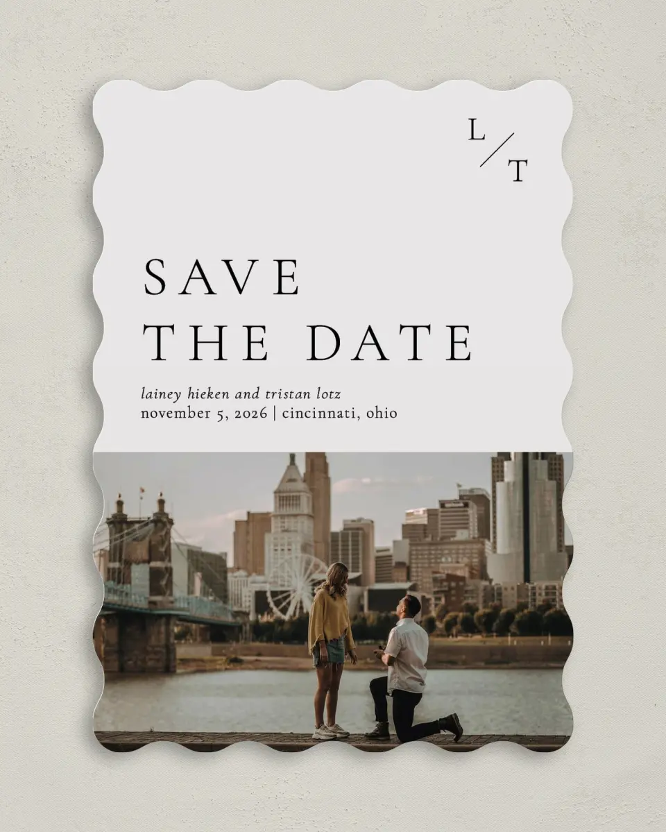This is a 5" x 7" Save the Date Card called Together Always printed in full color on Premium Smooth paper