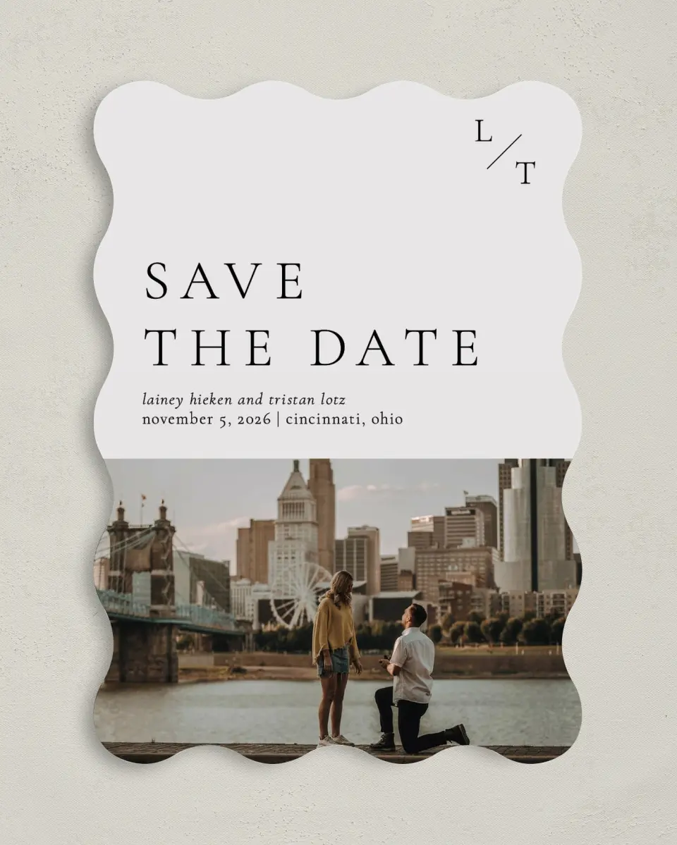 This is a 5" x 7" Save the Date Card called Together Always printed in full color on Premium Smooth paper