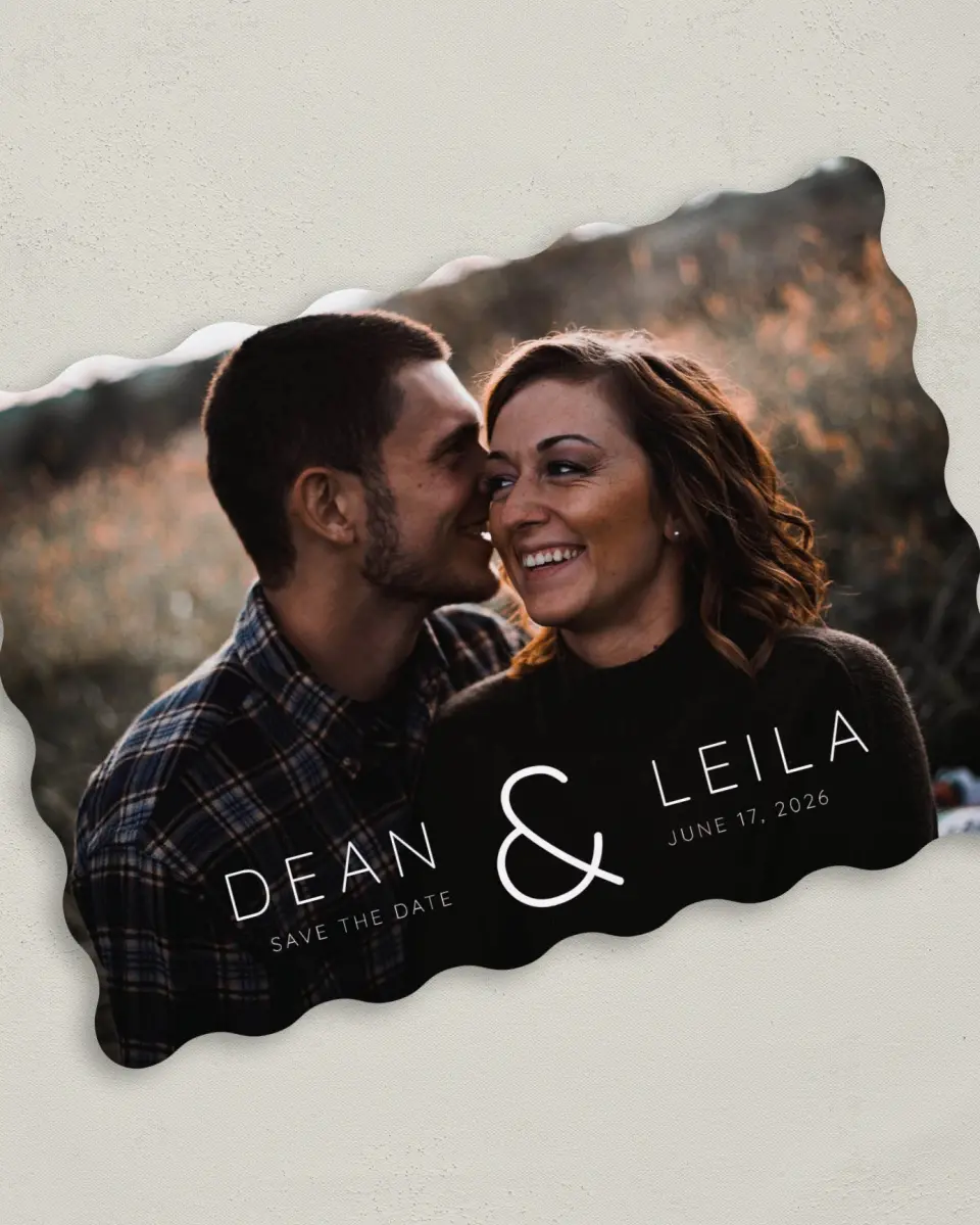 This is a 5" x 7" Save the Date Card called Connected printed in full color on Premium Smooth paper
