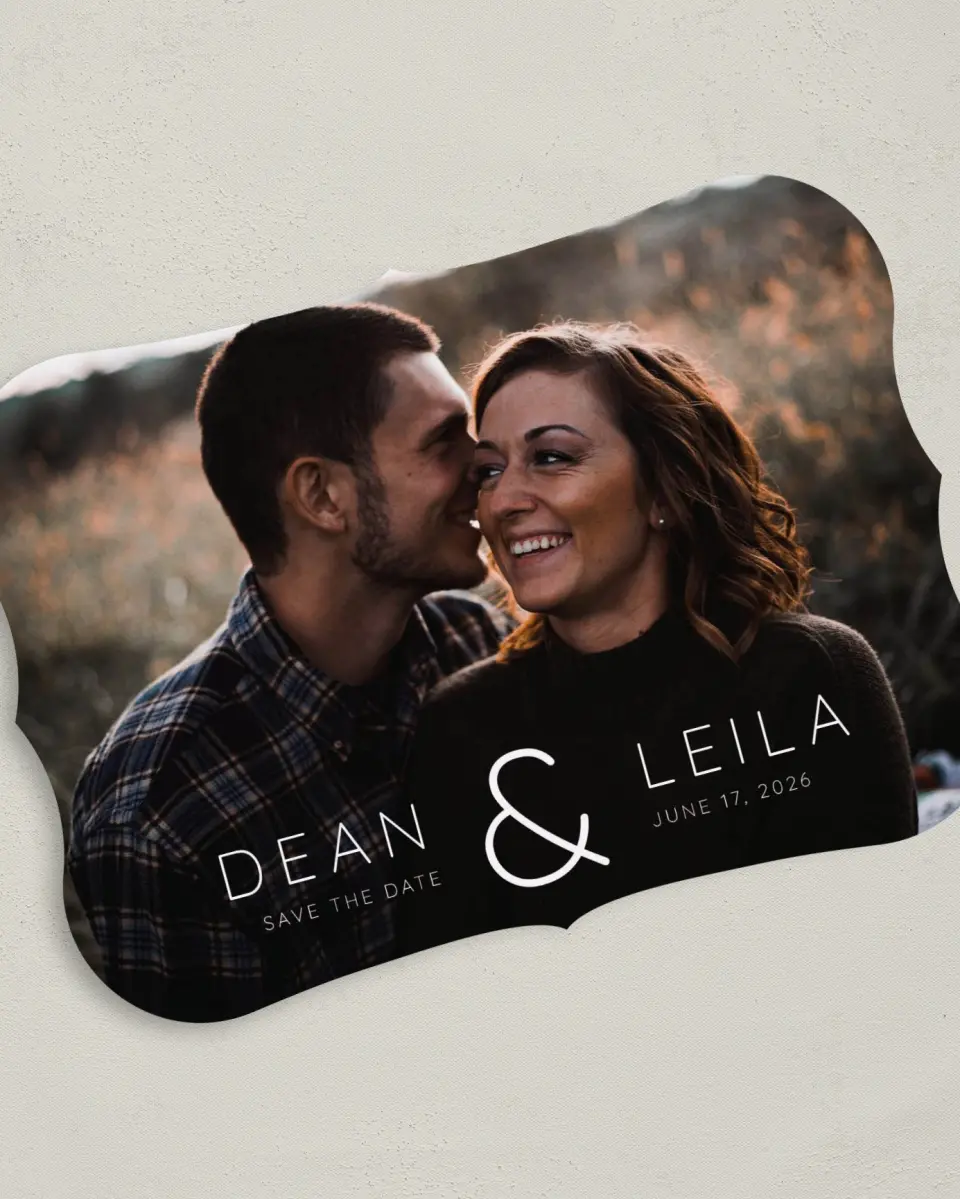 This is a 5" x 7" Save the Date Card called Connected printed in full color on Premium Smooth paper
