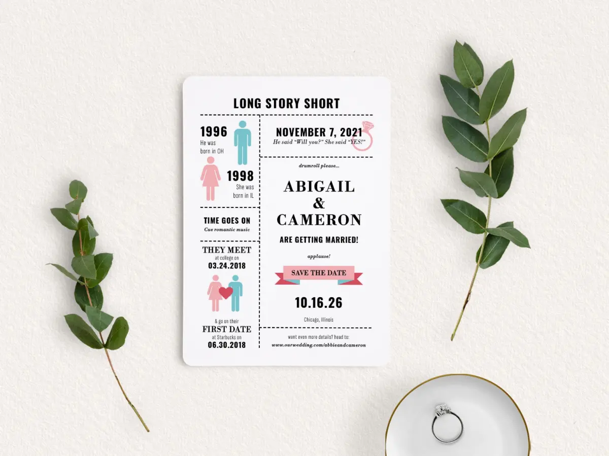 Save the Date Card with Optional Guest Addressing Service