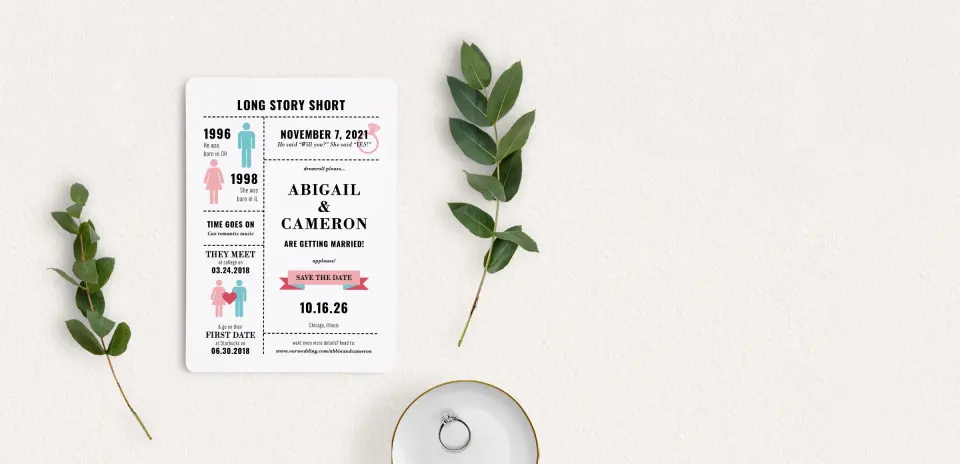 Save the Date Card with Optional Guest Addressing Service