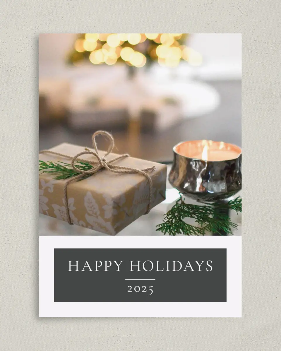 This is a 5" x 7" Christmas Card called Home Sweet Home printed in full color on Premium Smooth paper