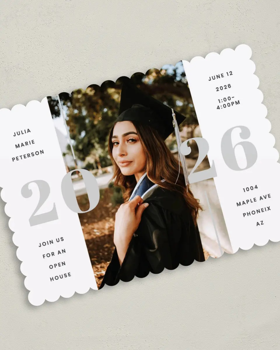 This is a 5" x 7" Graduation Announcement Card called Expansive Year printed in full color on Premium Smooth paper