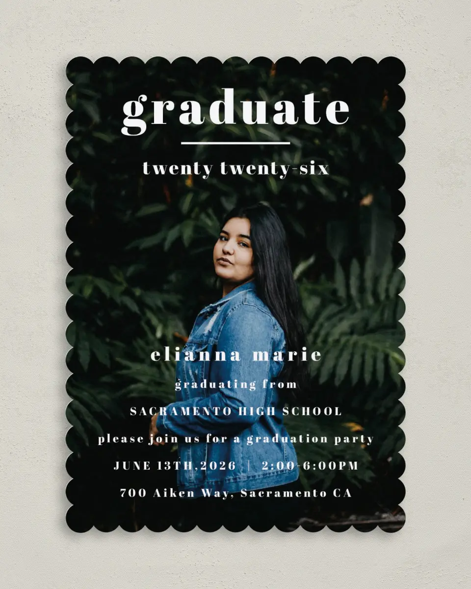 This is a 5" x 7" Graduation Announcement Card called Momentous Occasion printed in full color on Premium Smooth paper