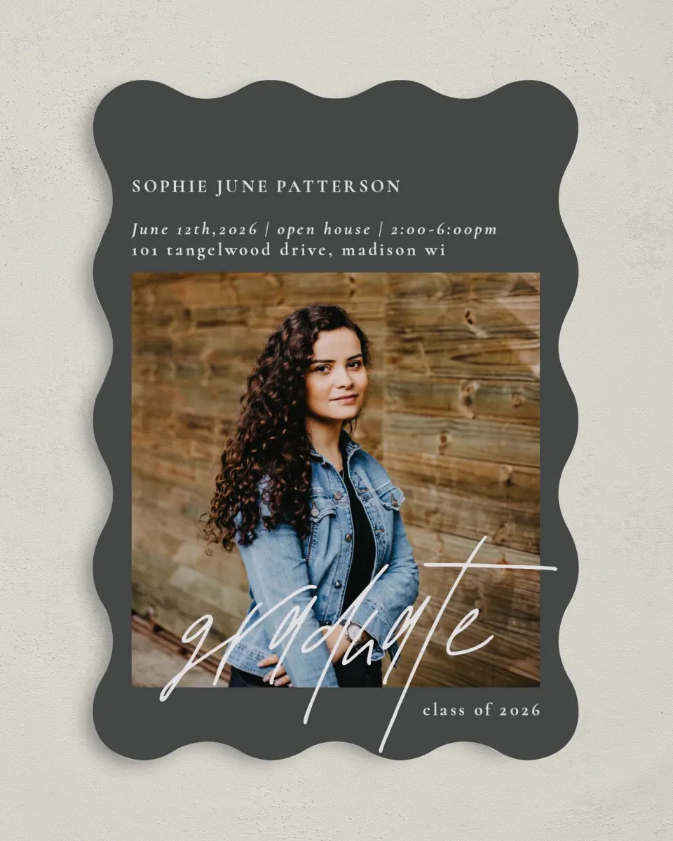 This is a 5" x 7" Graduation Announcement Card called Featured Graduate printed in full color on Premium Smooth paper