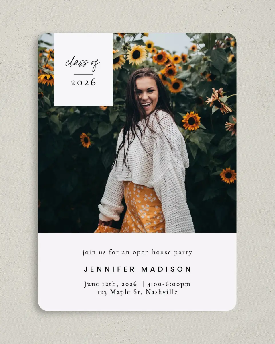 This is a 5" x 7" Graduation Announcement Card called Choice Year printed in full color on Premium Smooth paper