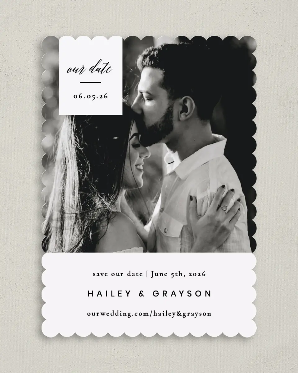 This is a 5" x 7" Save the Date Card called Choice Love printed in full color on Premium Smooth paper