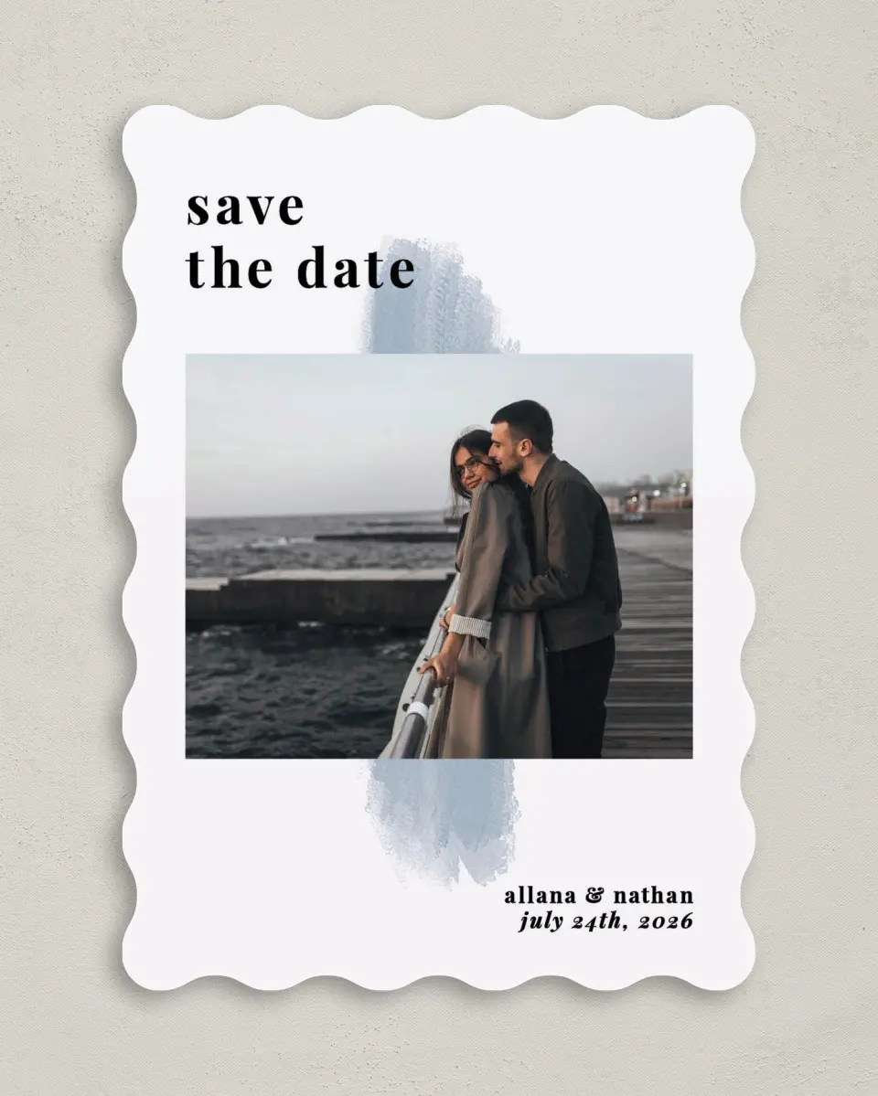 This is a 5" x 7" Save the Date Card called Favorite Place printed in full color on Premium Smooth paper
