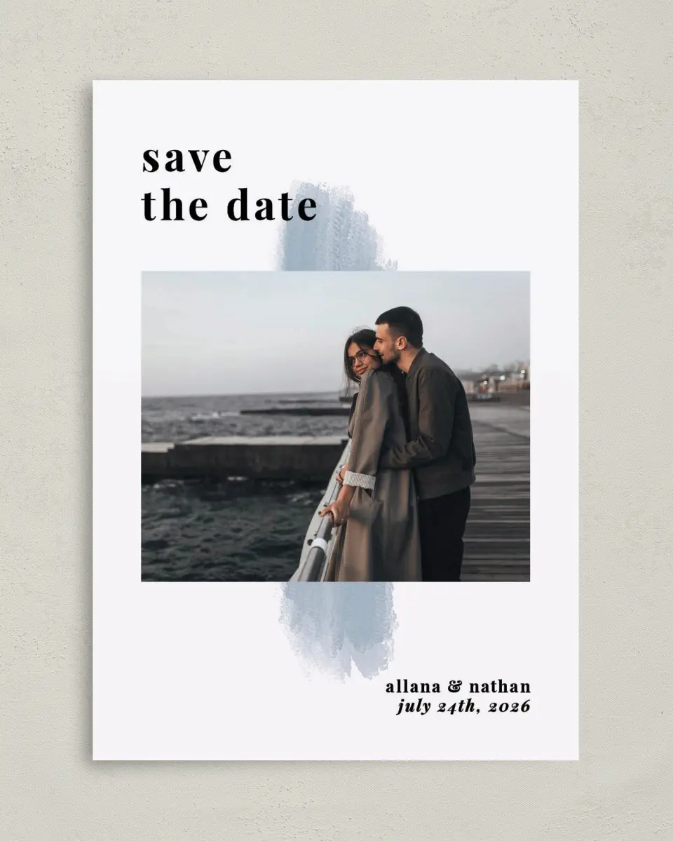 This is a 5" x 7" Save the Date Card called Favorite Place printed in full color on Premium Smooth paper