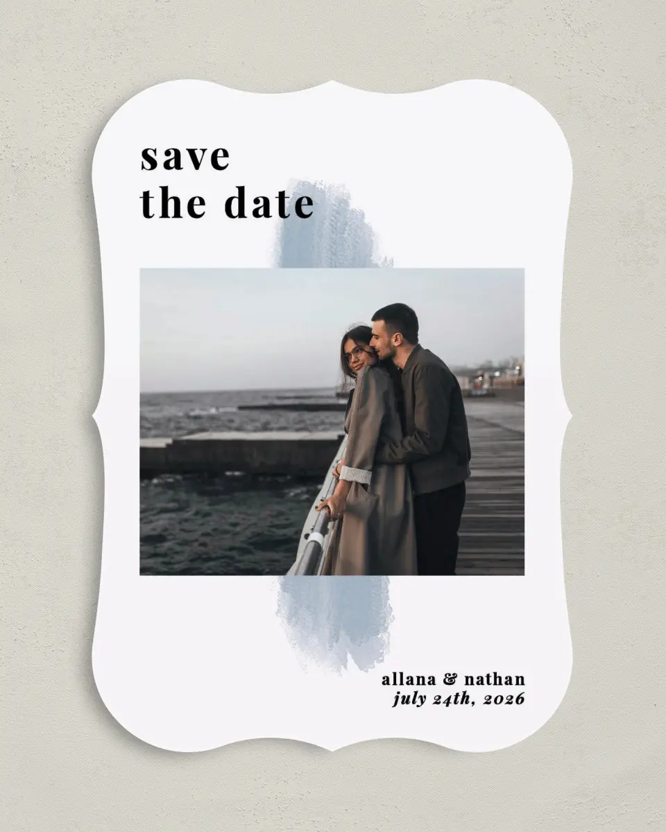 This is a 5" x 7" Save the Date Card called Favorite Place printed in full color on Premium Smooth paper