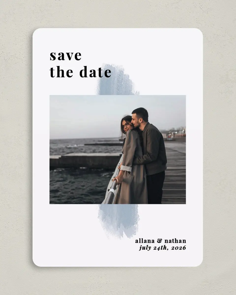 This is a 5" x 7" Save the Date Card called Favorite Place printed in full color on Premium Smooth paper