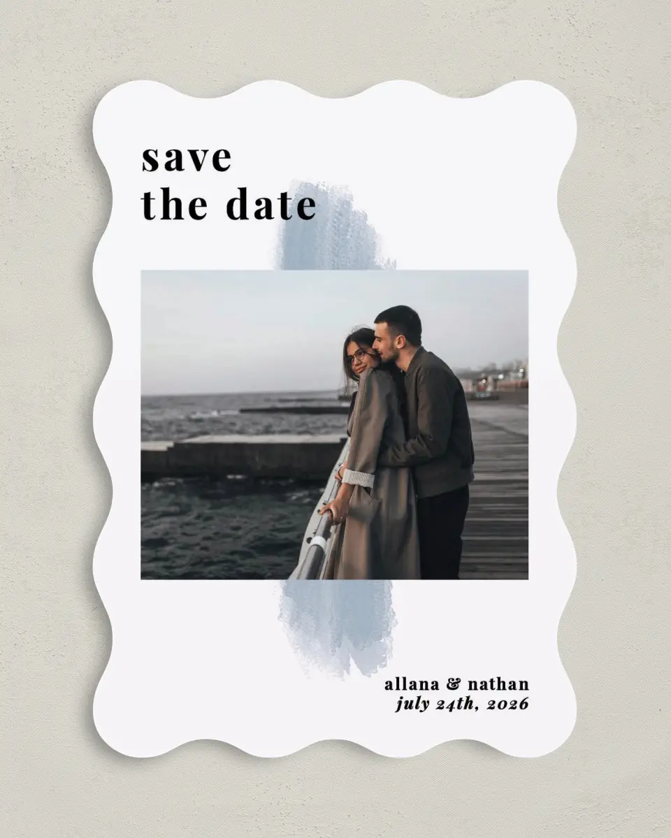 This is a 5" x 7" Save the Date Card called Favorite Place printed in full color on Premium Smooth paper