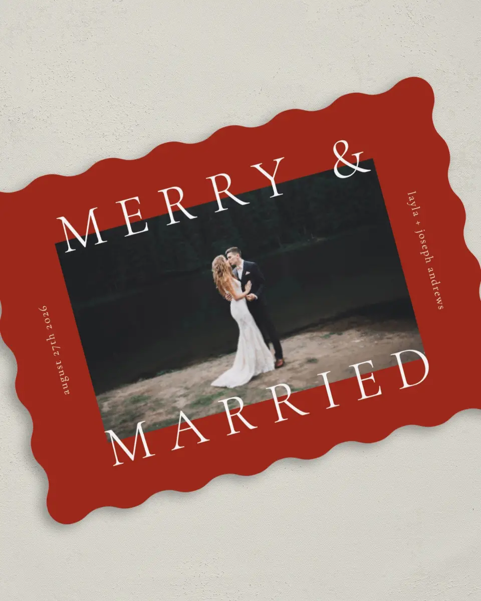This is a 5" x 7" Save the Date Card called Majestic Love printed in full color on Premium Smooth paper