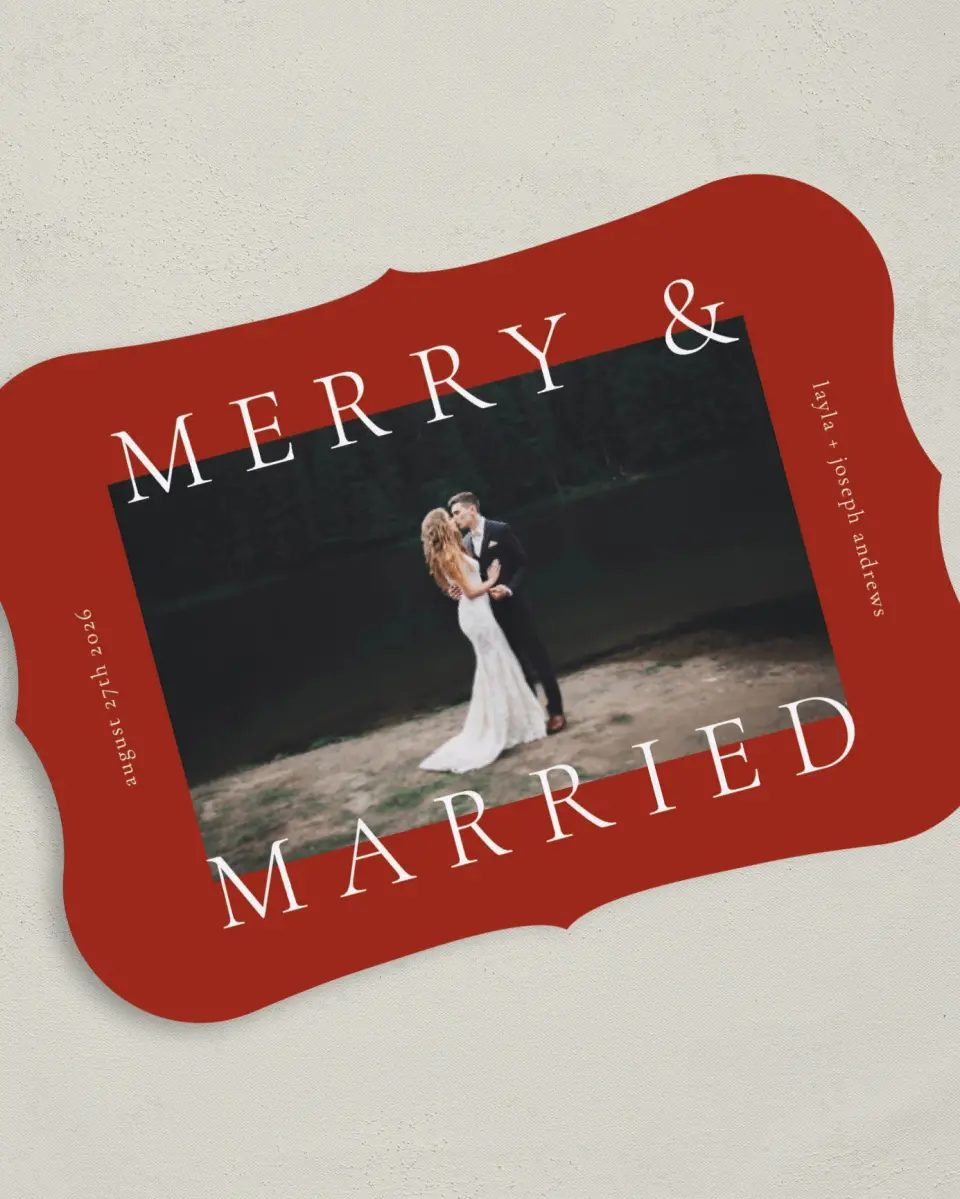 This is a 5" x 7" Save the Date Card called Majestic Love printed in full color on Premium Smooth paper