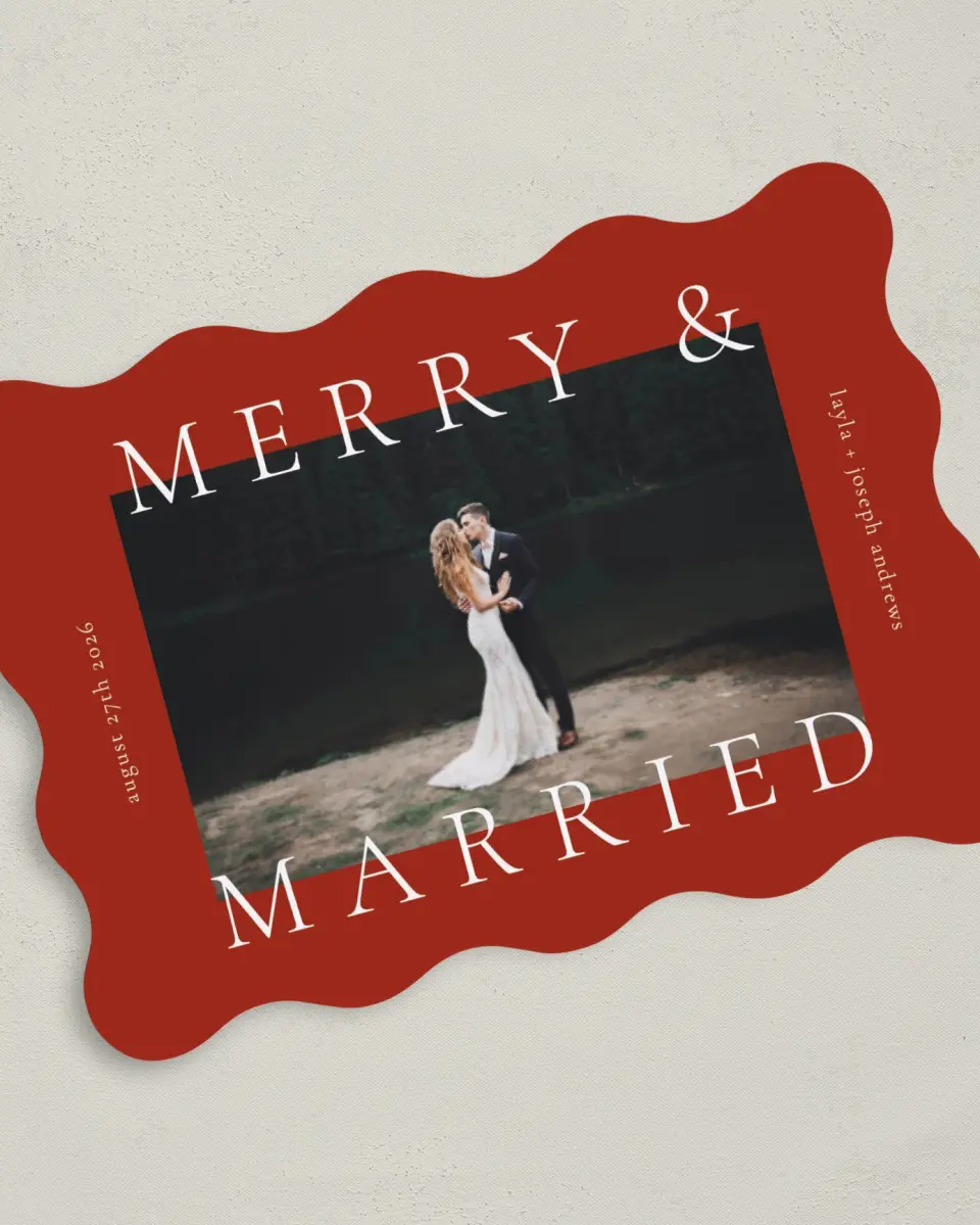 This is a 5" x 7" Save the Date Card called Majestic Love printed in full color on Premium Smooth paper