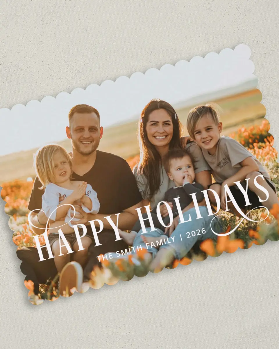 This is a 5" x 7" Christmas Card called Infinite Holiday printed in full color on Premium Smooth paper on Premium Smooth paper on Premium Smooth paper