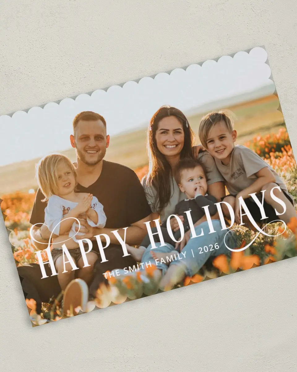 This is a 5" x 7" Christmas Card called Infinite Holiday printed in full color on Premium Smooth paper on Premium Smooth paper on Premium Smooth paper