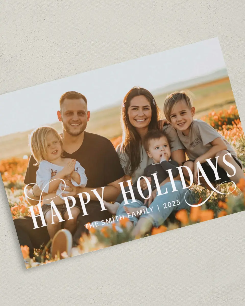 This is a 5" x 7" Christmas Card called Infinite Holiday printed in full color on Premium Smooth paper