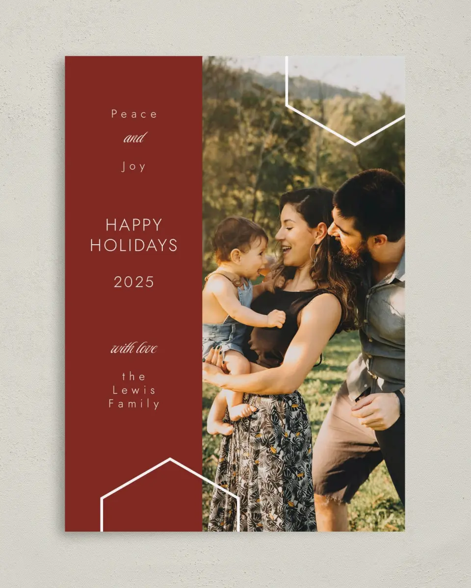 This is a 5" x 7" Christmas Card called Christmas Ribbon printed in full color on Premium Smooth paper