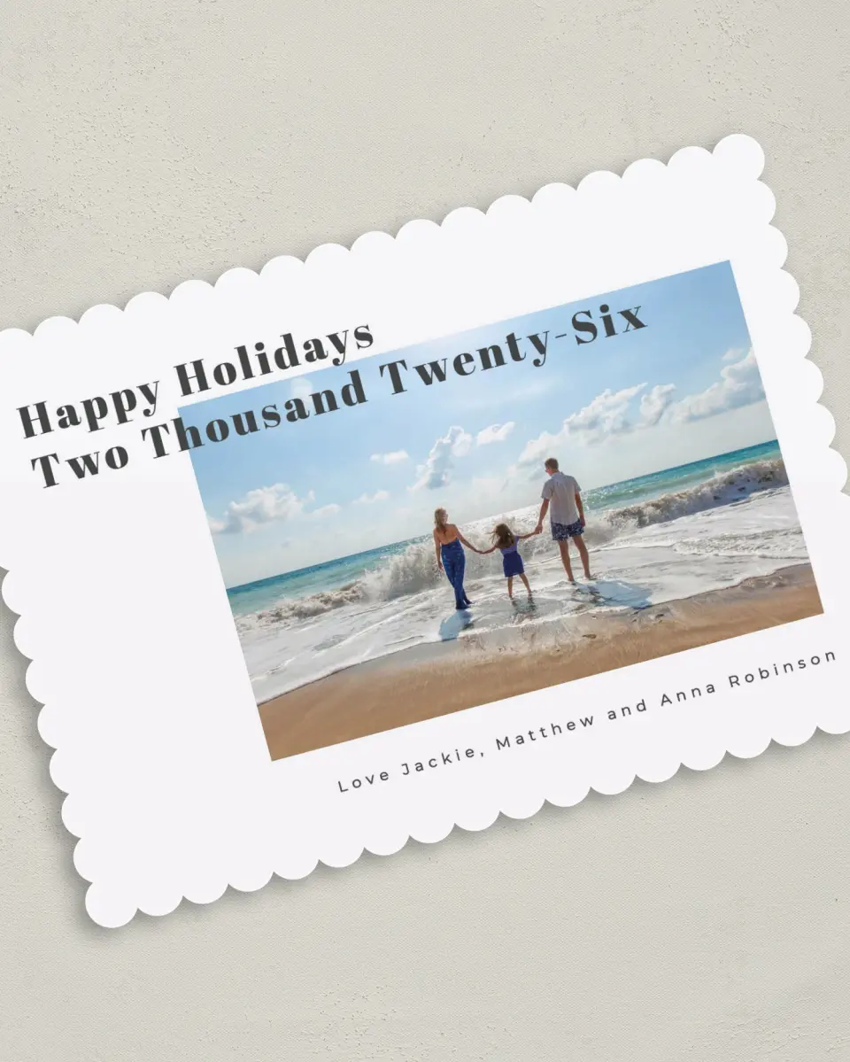 This is a 5" x 7" Christmas Card called Holidays Forever printed in full color on Premium Smooth paper on Premium Smooth paper on Premium Smooth paper
