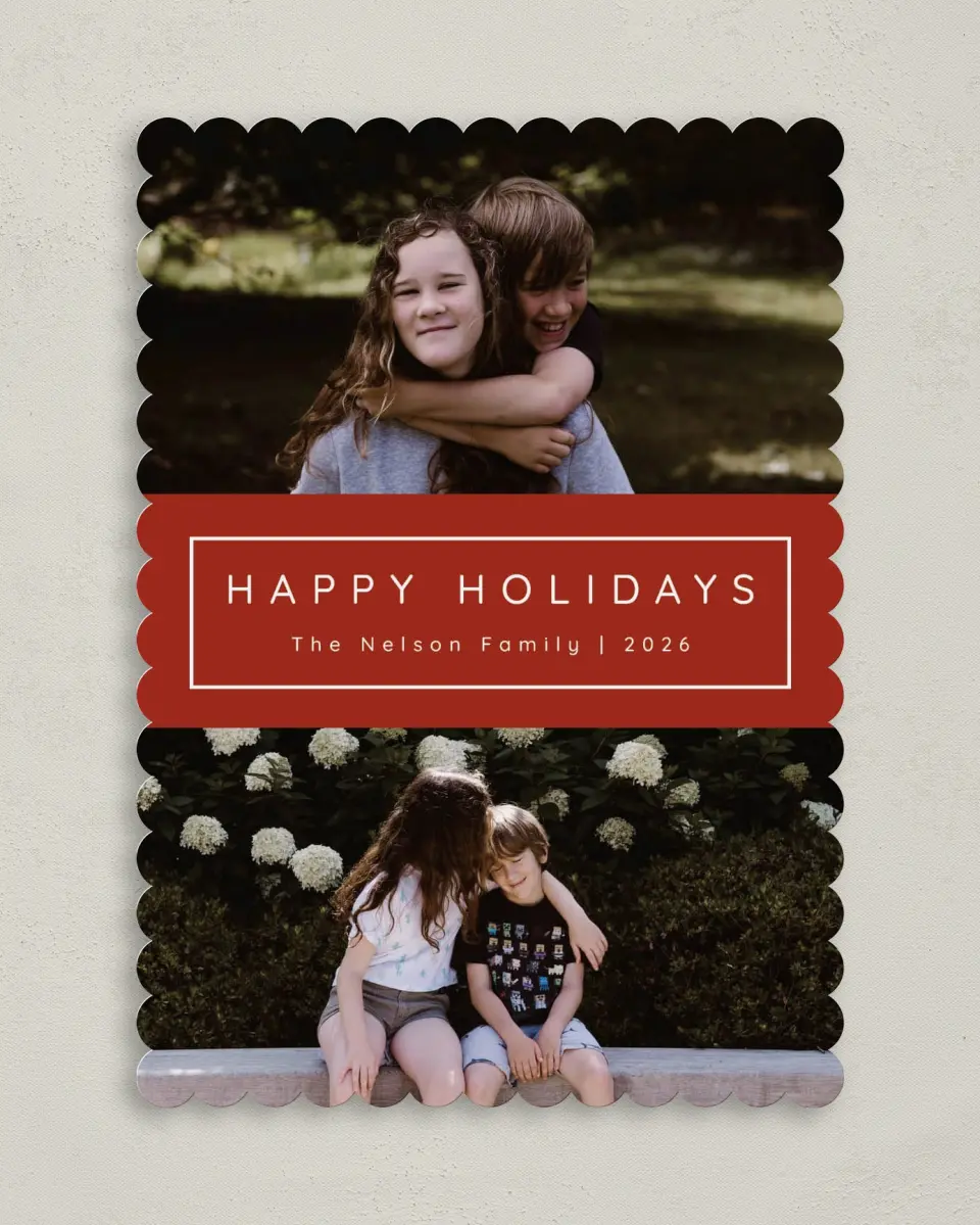This is a 5" x 7" Christmas Card called Holiday Blooms printed in full color on Premium Smooth paper on Premium Smooth paper on Premium Smooth paper