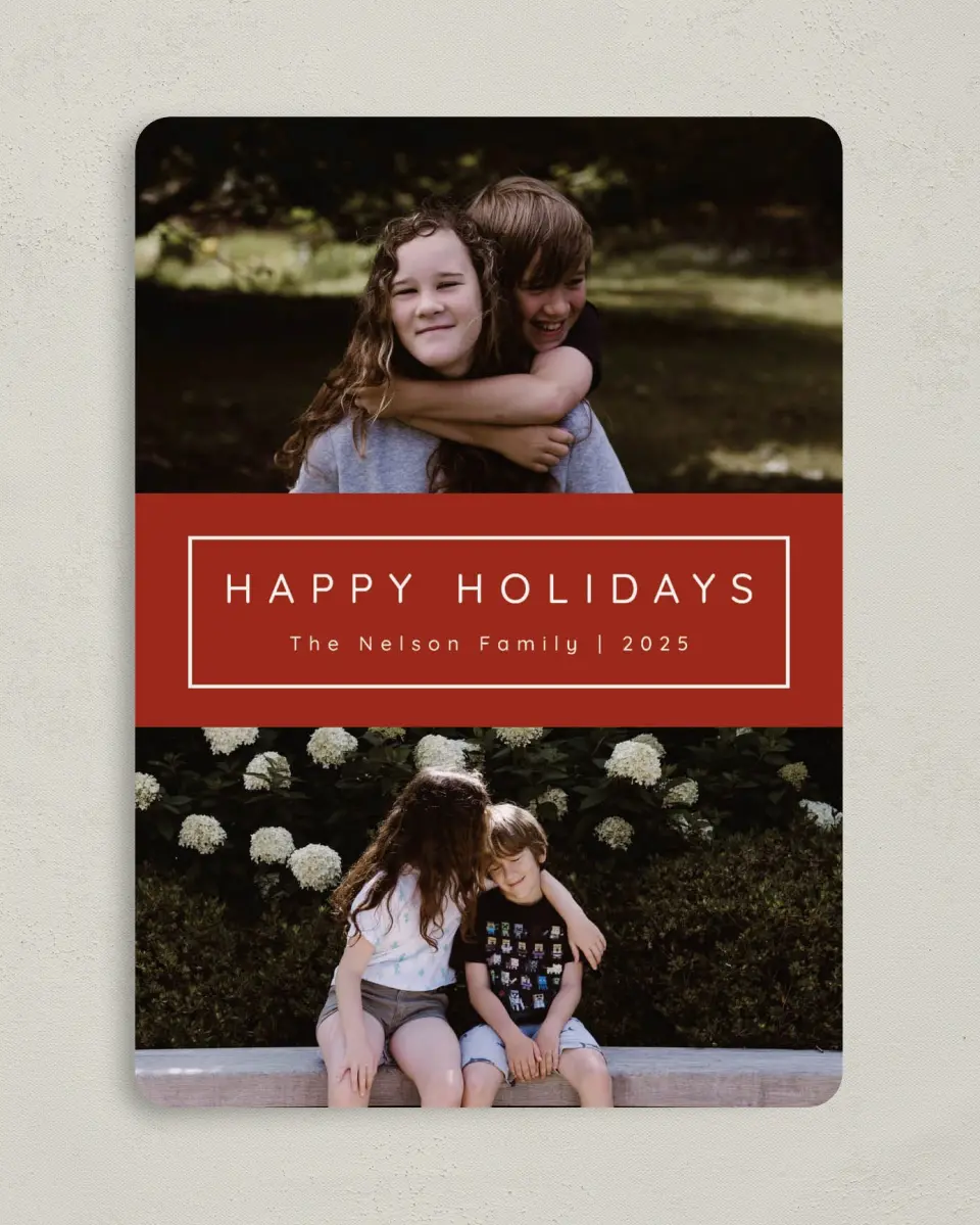 This is a 5" x 7" Christmas Card called Holiday Blooms printed in full color on Premium Smooth paper