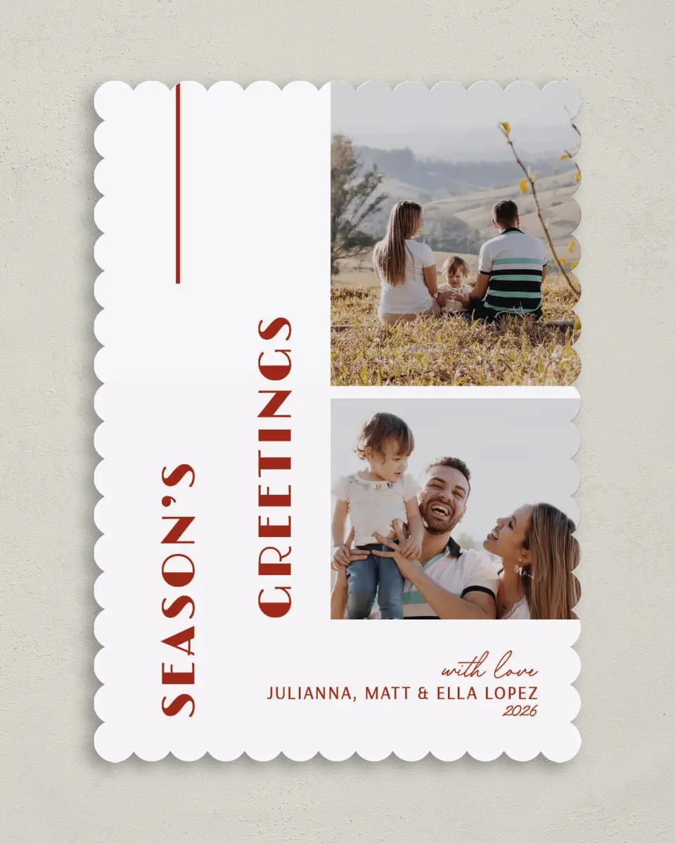 This is a 5" x 7" Christmas Card called Bold Greetings printed in full color on Premium Smooth paper on Premium Smooth paper on Premium Smooth paper
