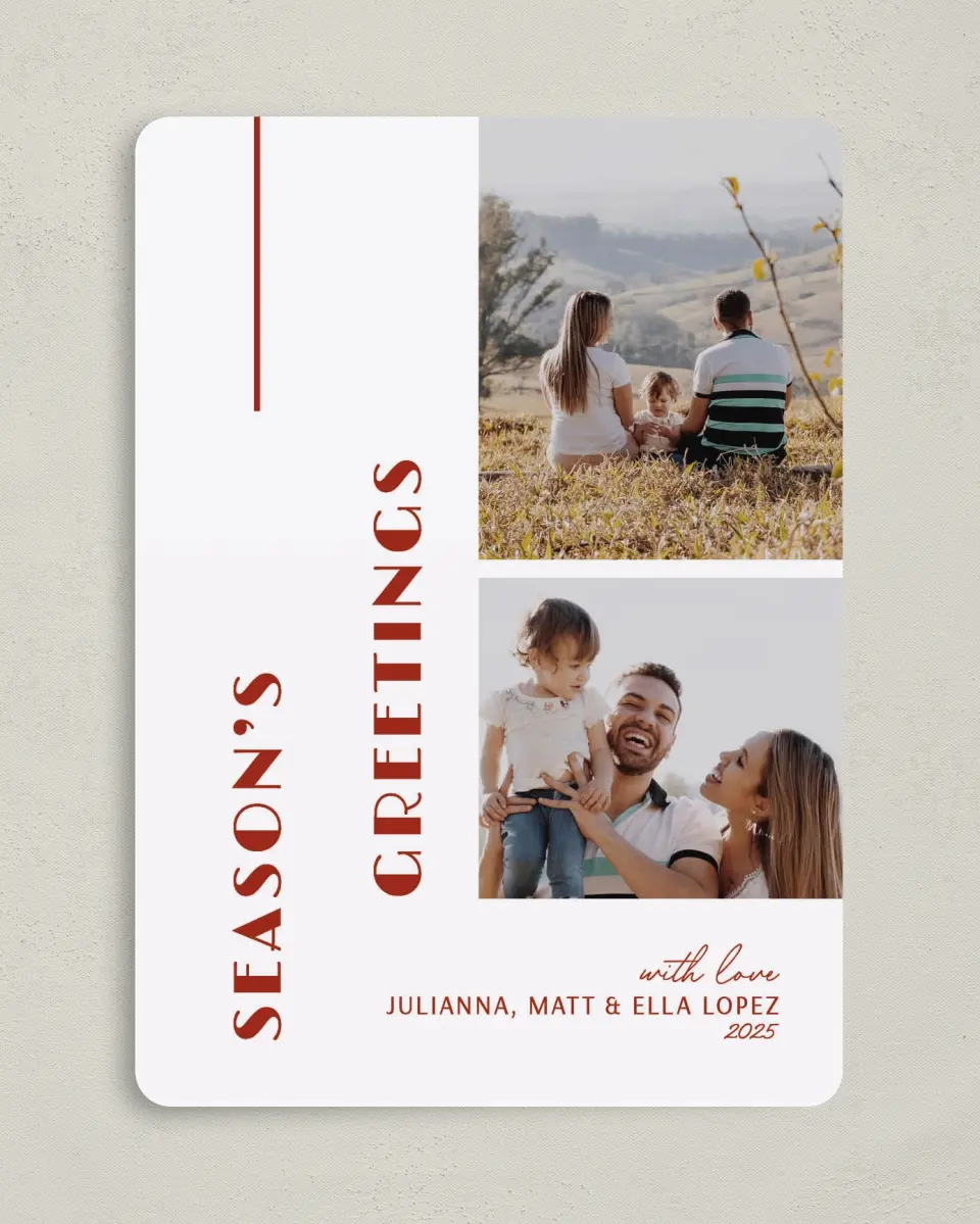 This is a 5" x 7" Christmas Card called Bold Greetings printed in full color on Premium Smooth paper