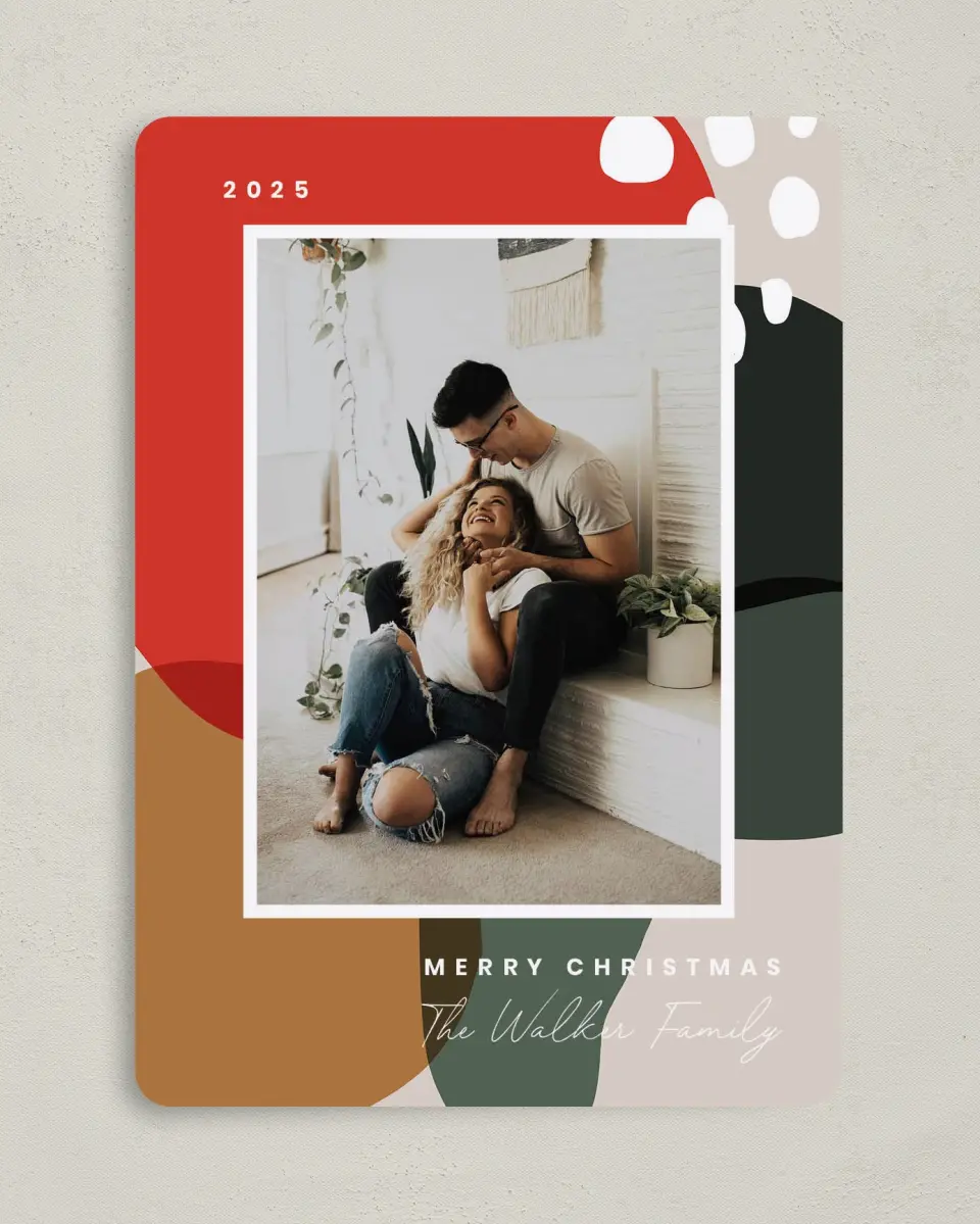This is a 5" x 7" Christmas Card called Holiday Hues printed in full color on Premium Smooth paper