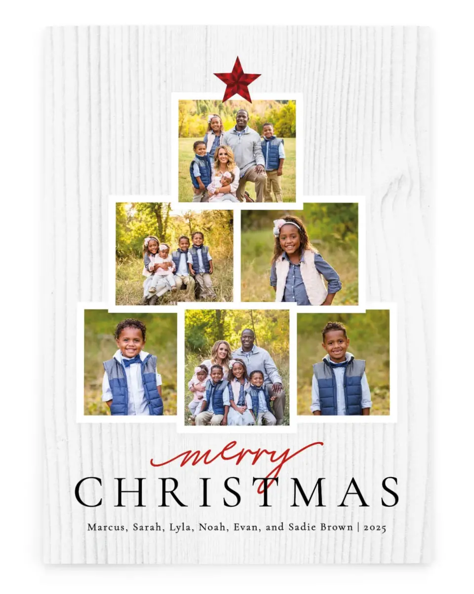 Stacked Tree Gold Foil Christmas Cards