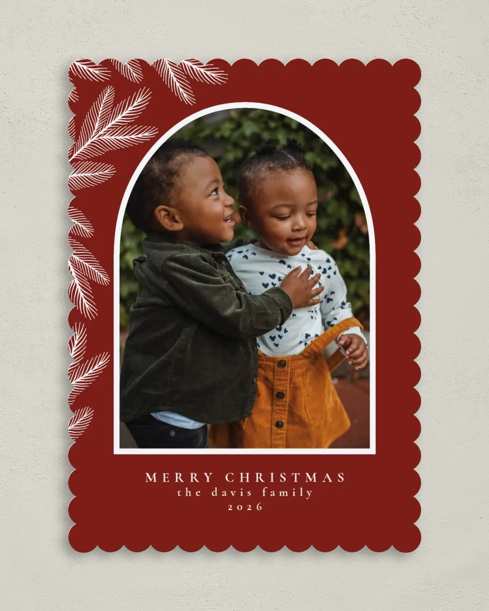 This is a 5" x 7" Christmas Card called Pine Corner printed in full color on Premium Smooth paper on Premium Smooth paper on Premium Smooth paper