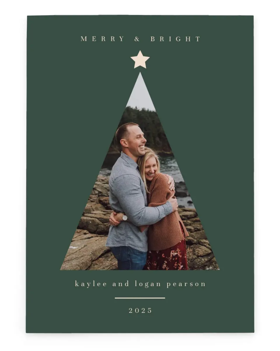 Graphic Tree Gold Foil Christmas Cards