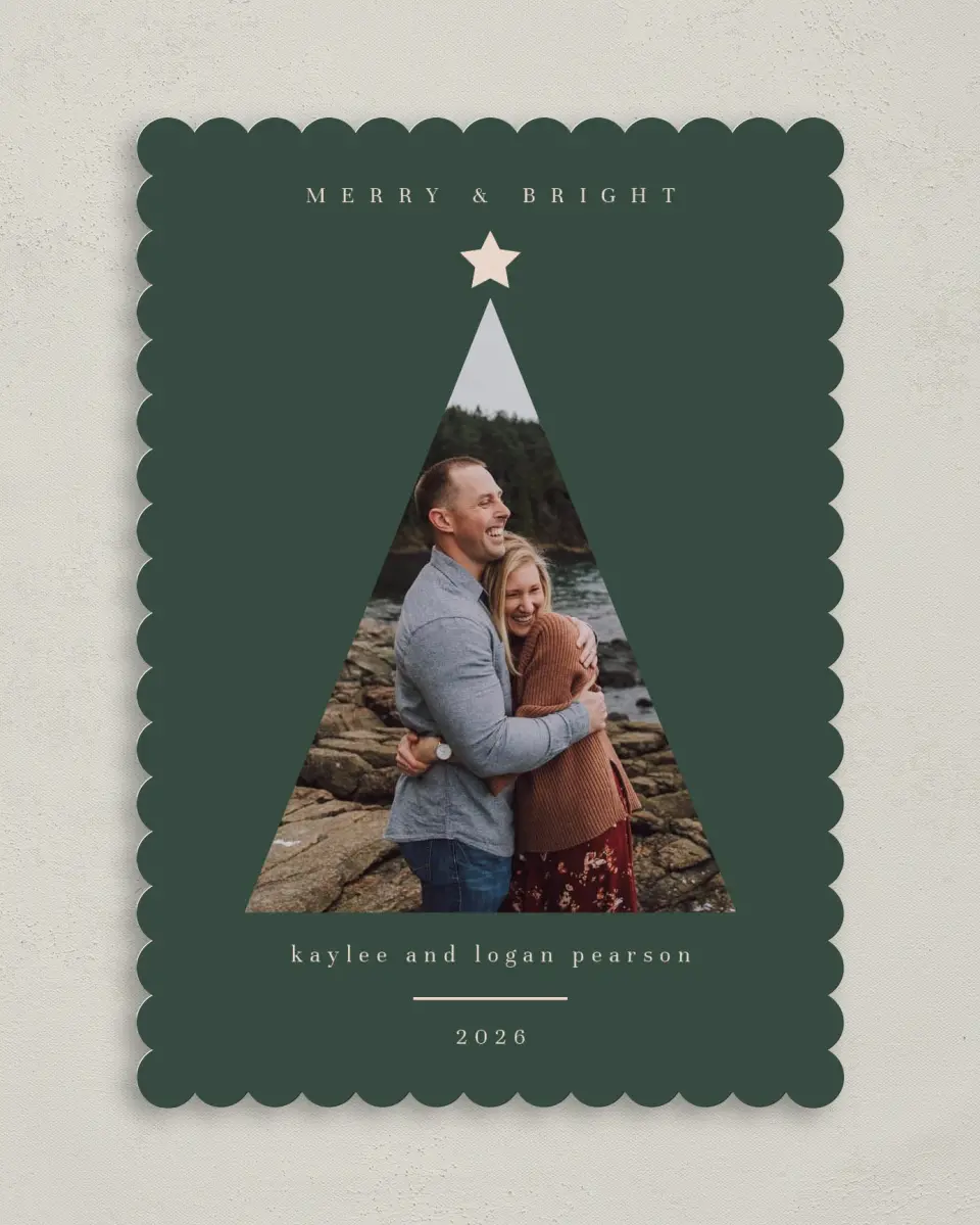 This is a 5" x 7" Christmas Card called Graphic Tree printed in full color on Premium Smooth paper on Premium Smooth paper on Premium Smooth paper