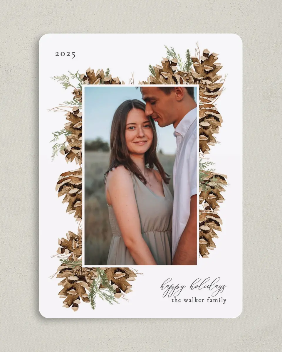 This is a 5" x 7" Christmas Card called Garland Frame printed in full color on Premium Smooth paper