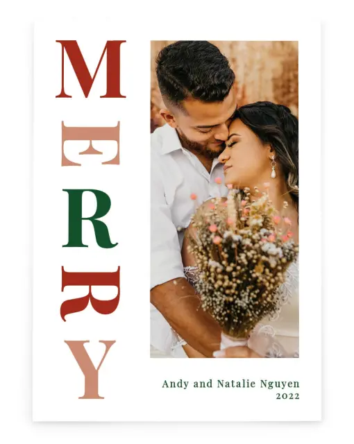Mirthful Merry Rose Gold Foil Christmas Cards