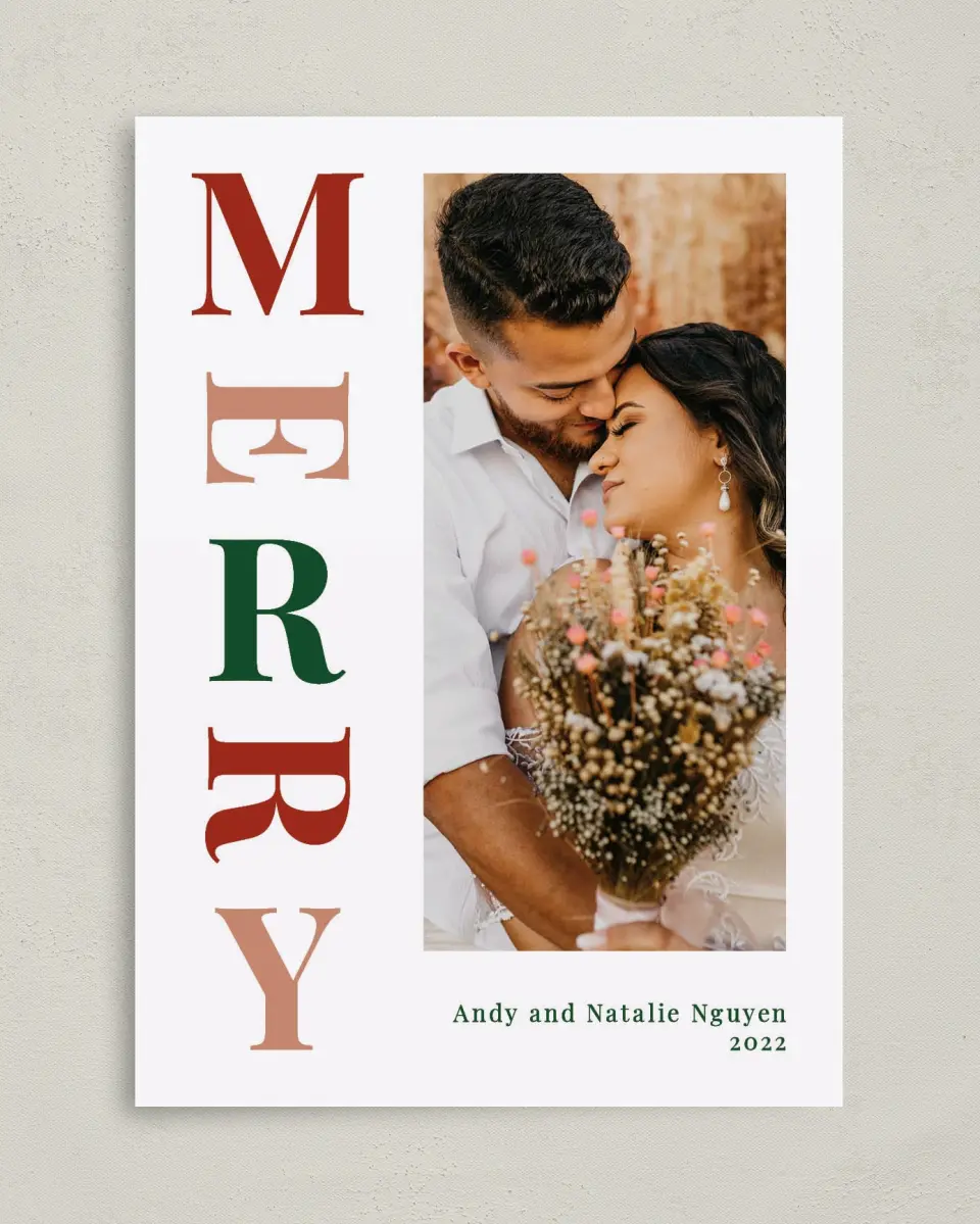 This is a 5" x 7" Christmas Card called Mirthful Merry printed in full color on Premium Smooth paper
