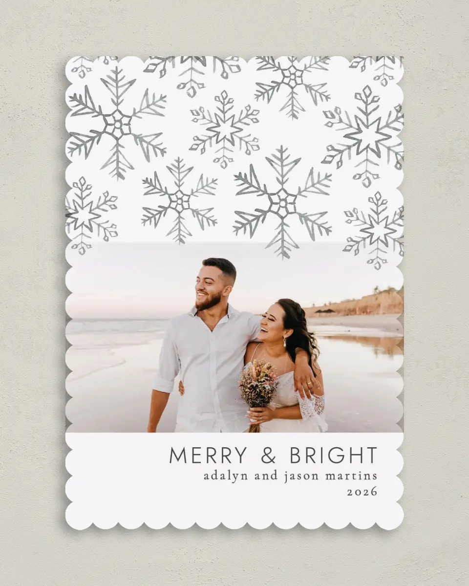 This is a 5" x 7" Christmas Card called Falling Snow printed in full color on Premium Smooth paper on Premium Smooth paper on Premium Smooth paper