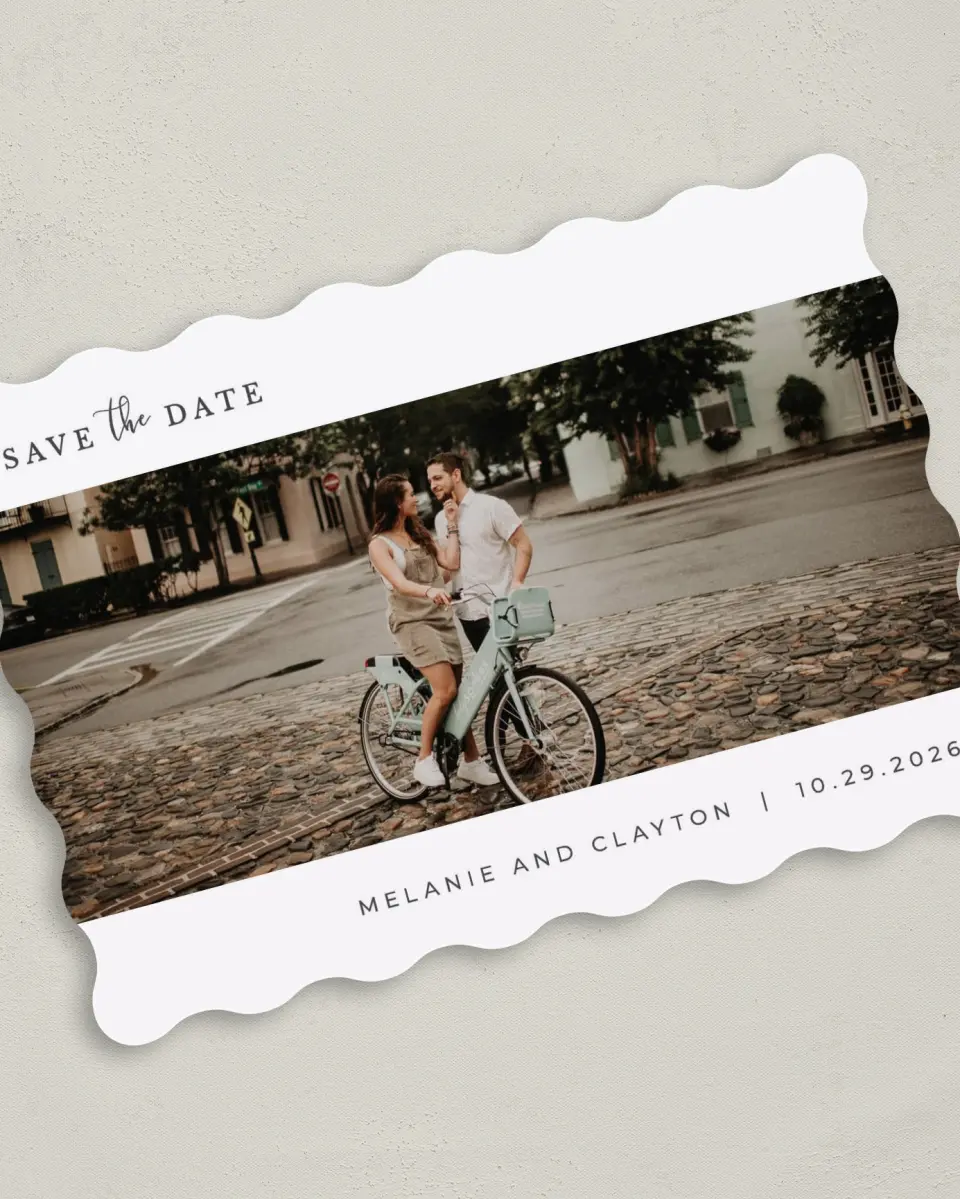 This is a 5" x 7" Save the Date Card called Natural Love printed in full color on Premium Smooth paper