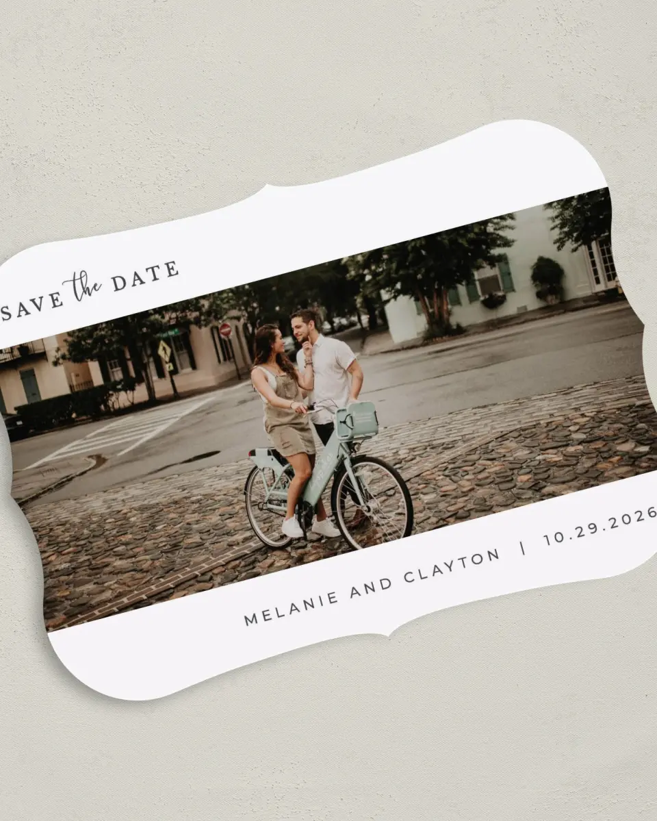 This is a 5" x 7" Save the Date Card called Natural Love printed in full color on Premium Smooth paper