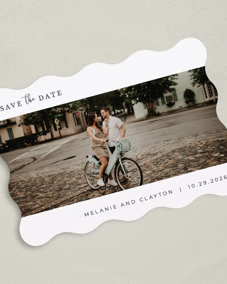 This is a 5" x 7" Save the Date Card called Natural Love printed in full color on Premium Smooth paper
