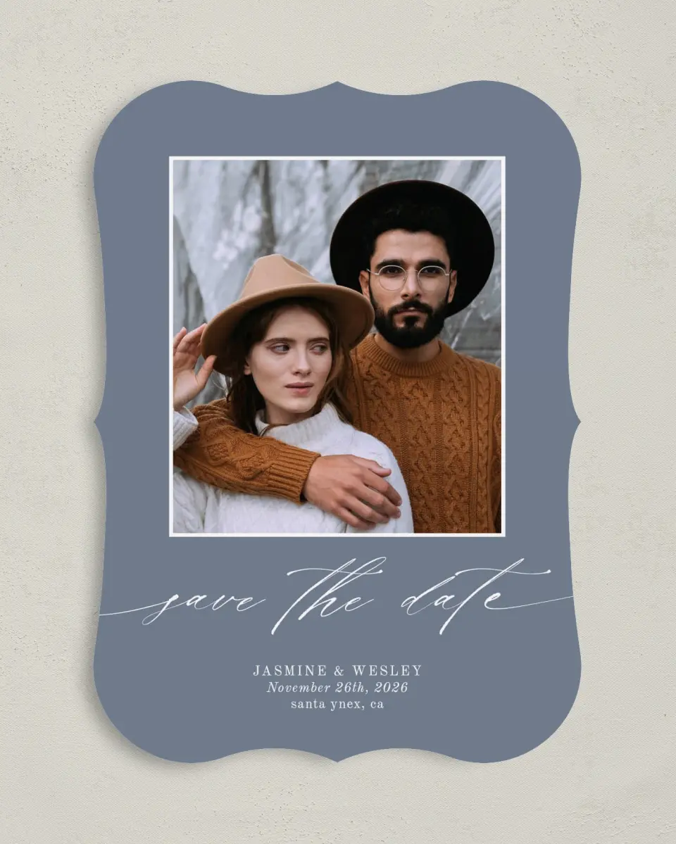 This is a 5" x 7" Save the Date Card called Natural Floral printed in full color on Premium Smooth paper