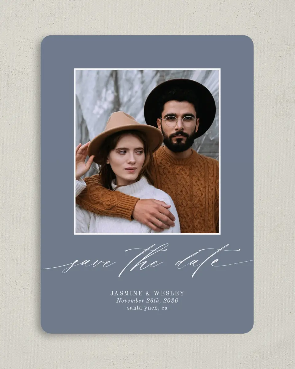 This is a 5" x 7" Save the Date Card called Natural Floral printed in full color on Premium Smooth paper