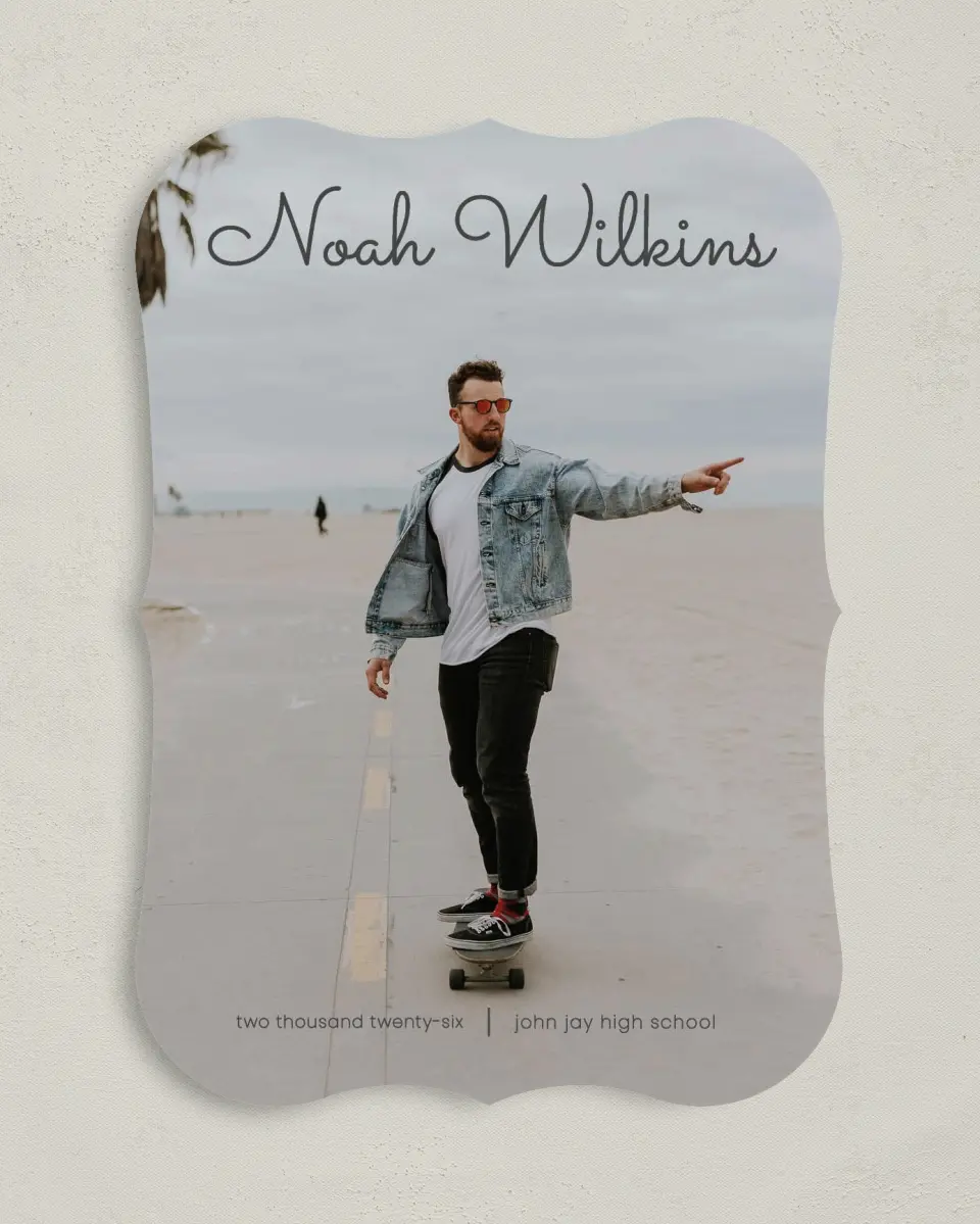This is a 5" x 7" Graduation Announcement Card called Bold Rapture printed in full color on Premium Smooth paper