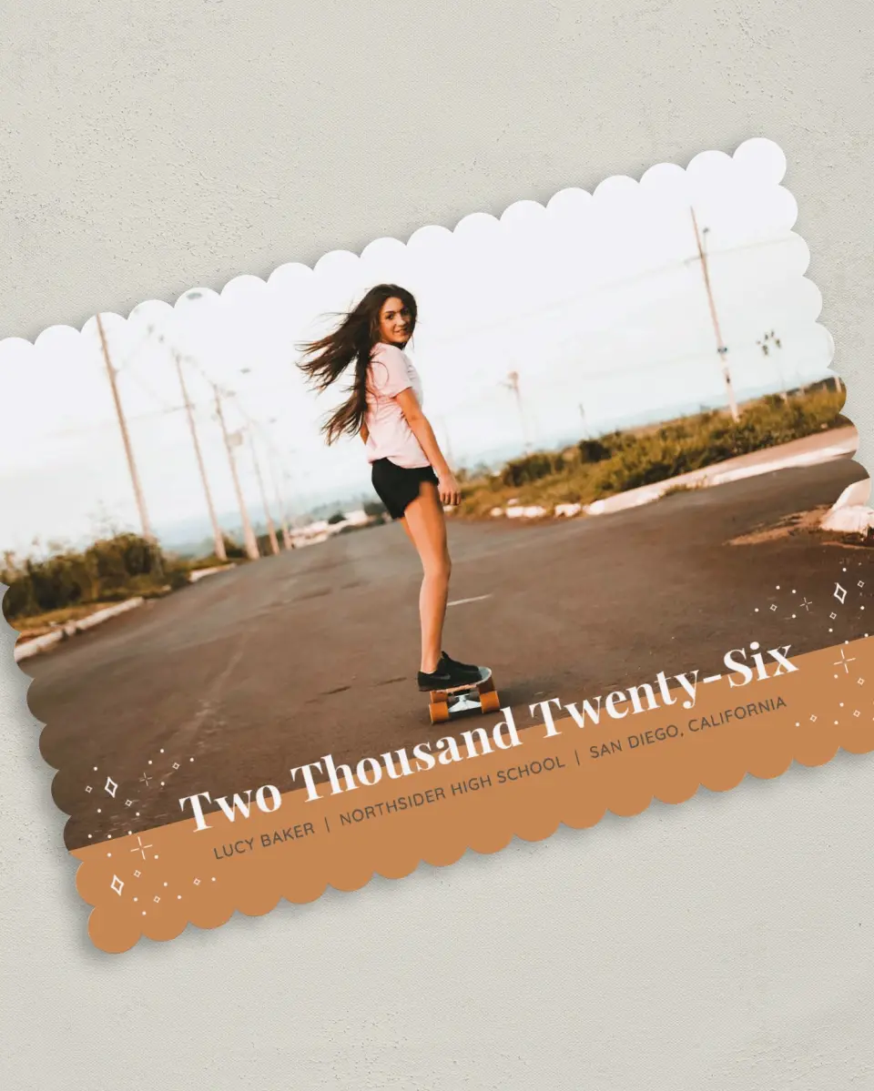 This is a 5" x 7" Graduation Announcement Card called Recorded Year printed in full color on Premium Smooth paper