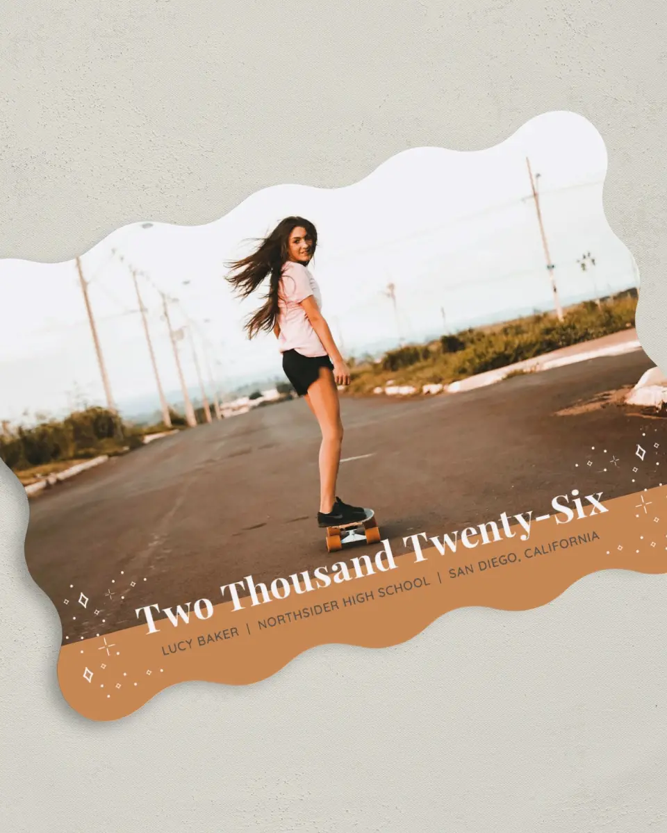 This is a 5" x 7" Graduation Announcement Card called Recorded Year printed in full color on Premium Smooth paper