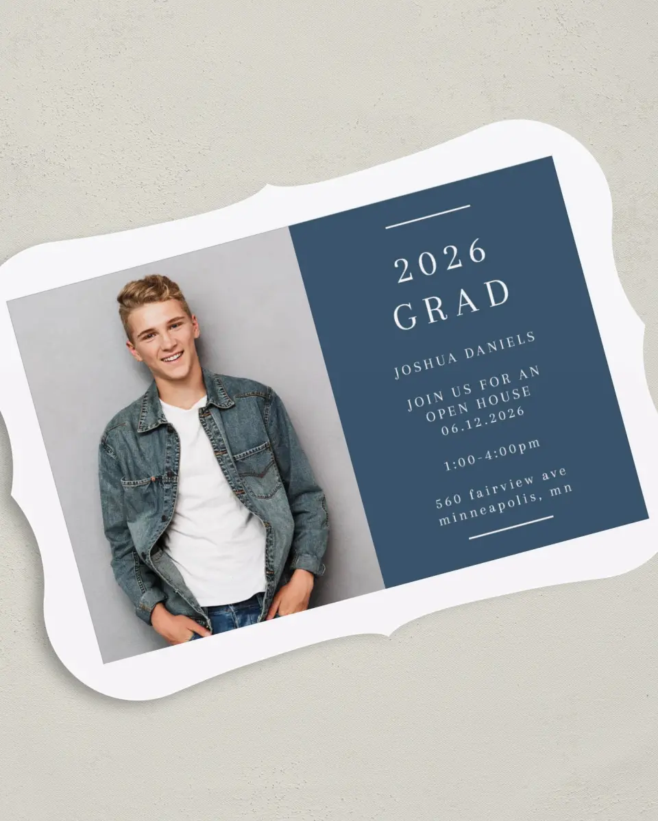 This is a 5" x 7" Graduation Announcement Card called Sweet Invitation printed in full color on Premium Smooth paper