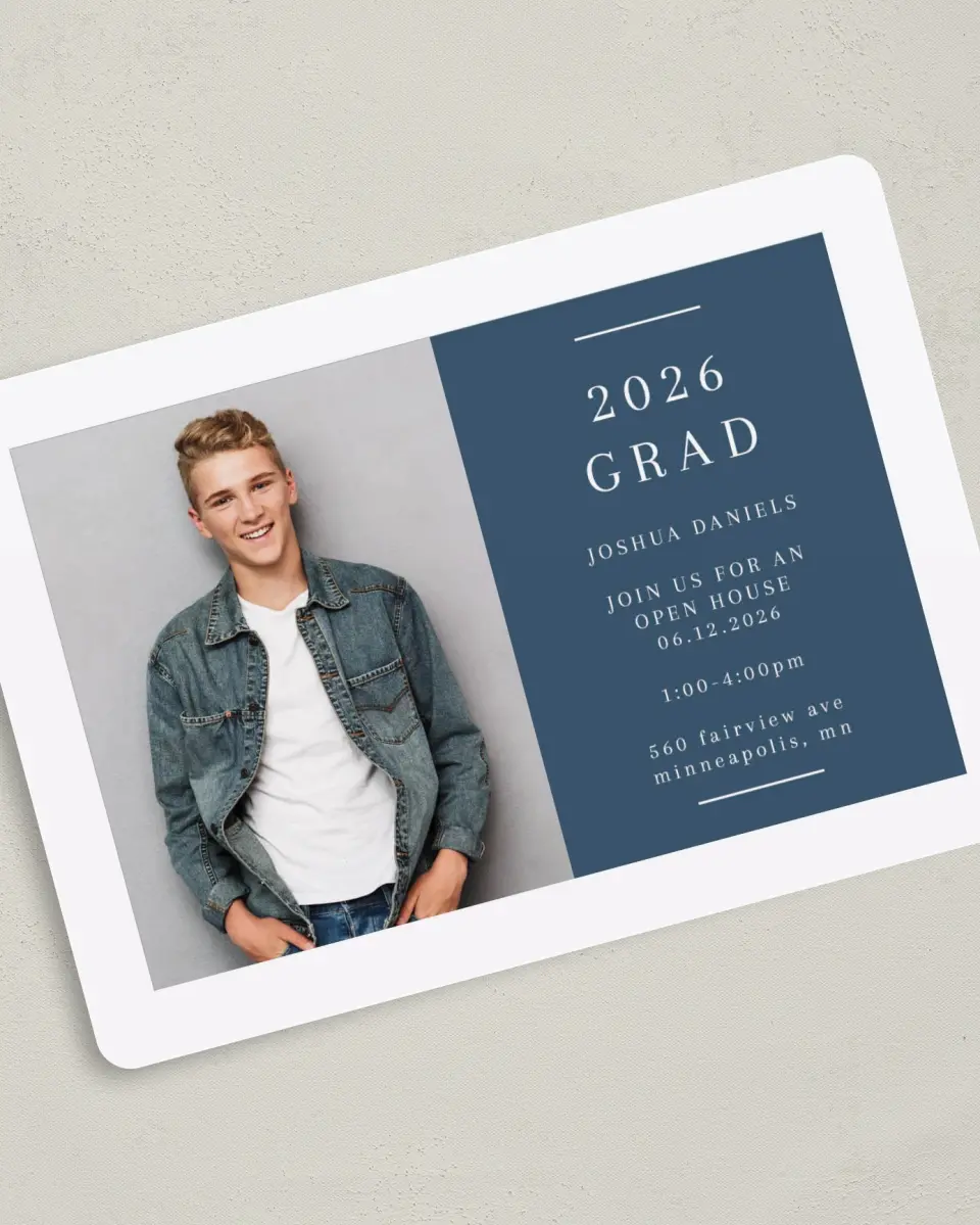 This is a 5" x 7" Graduation Announcement Card called Sweet Invitation printed in full color on Premium Smooth paper