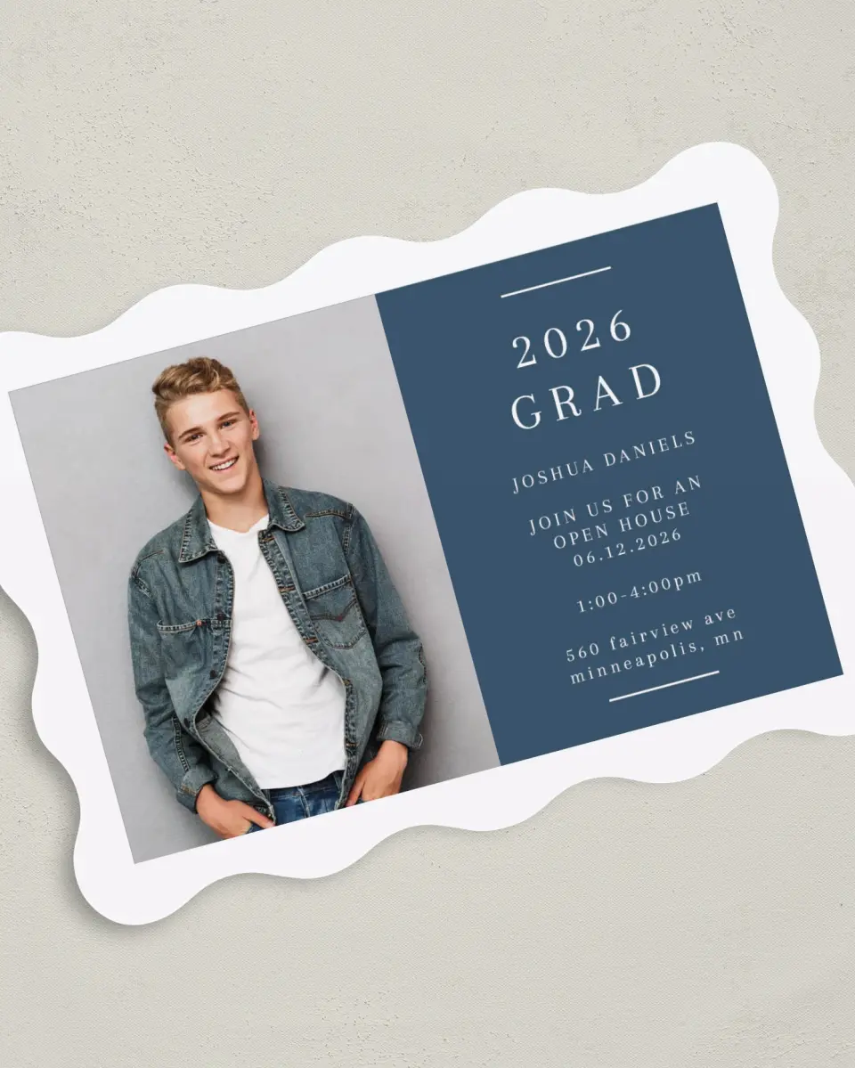 This is a 5" x 7" Graduation Announcement Card called Sweet Invitation printed in full color on Premium Smooth paper